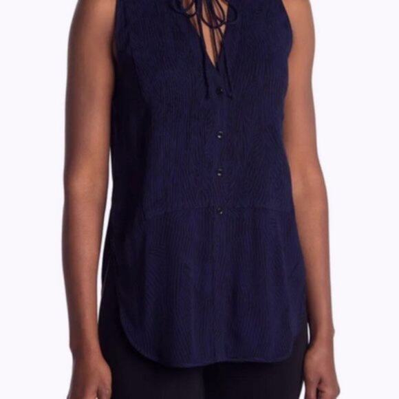 Proenza Schouler Printed Georgette Tie Front Top size 6 - Picture 3 of 11